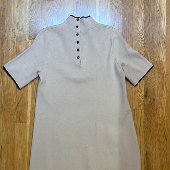 Anthropologie Annalise Mock-Neck Mini Sweater Dress by Maeve Creme/Black Medium - Picture 13 of 14